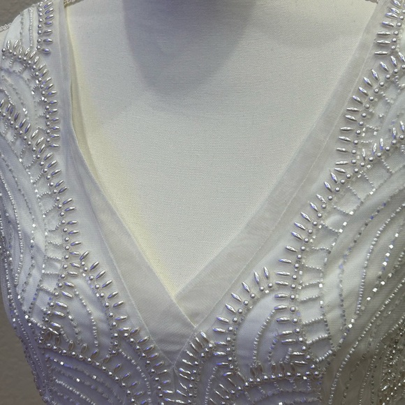 NWT - Adrianna Papell  - Beaded Short Sheath Dress -  Color Ivory - Size 8 - Picture 3 of 13